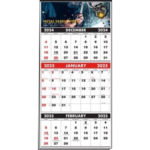 3-Months-In-View Full Color Multi-Sheet Calendar w/Red & Black Pad