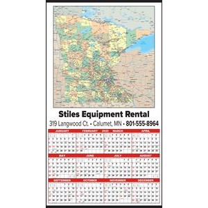 Small Minnesota State Map Year-In-View® Calendar