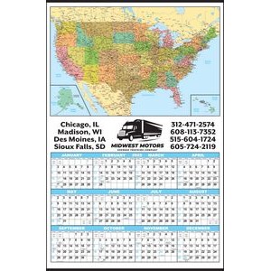 Year-In-View Color-Coded U.S. Maps Calendar