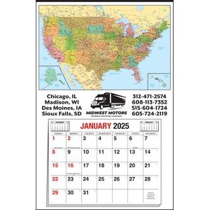 U.S. Map Color-Coded Full Apron Calendar