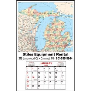Large Michigan State Map Full Apron Calendar