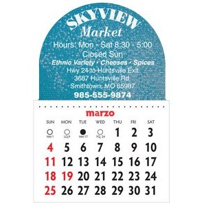 Designer Shaped Kwik-Stik Textured Vinyl Spanish Calendar w/ Dome Top
