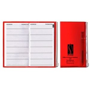 Address Book w/ Zip Back Planner & Matching Pen - Translucent Color Cover