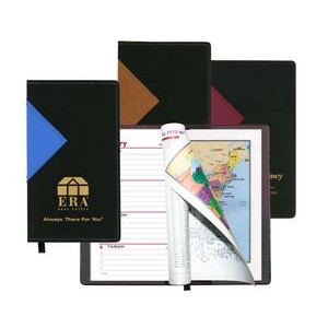 Keystone Series Soft Cover 2 Tone Vinyl Weekly Planner w/ Map / 1 Color