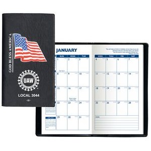Executive Vinyl Cover w/ Pre-Printed Flag - Monthly Planner (1 Color Insert)