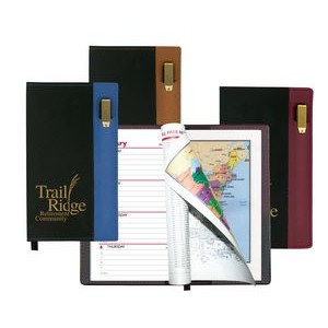 Lafayette Series Soft Cover 2 Tone Vinyl Weekly Planner w/Pen & Map /2 Color