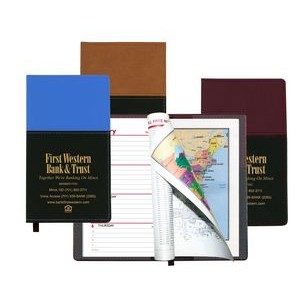Mystic Series Soft Cover 2 Tone Vinyl Weekly Planner w/ Map / 2 Color