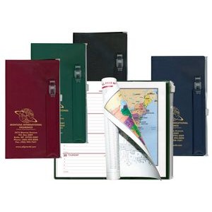 Weekly Zip Back Planner w/ Pen & Zip Lock Pocket /1 Color Insert w/ Map - Solid Color