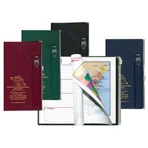 Weekly Zip Back Planner w/ Pen & Zip Lock Pocket (2 Color Insert w/ Map) - Solid Colors