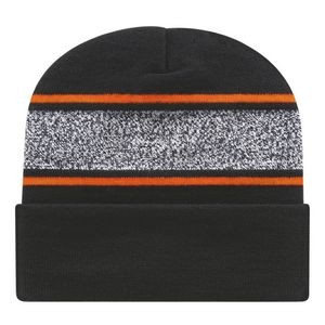 Cap America USA Made Variegated Striped Knit Beanie (Embroidery)