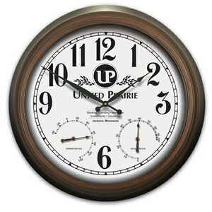 Metal Wall Clock w/ Temperature and Humidity Gauges (22")
