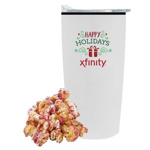 Promo Revolution - 20 Oz. Straight Tumbler w/Plastic Liner Gift Set w/Christmas Crunch Popcorn