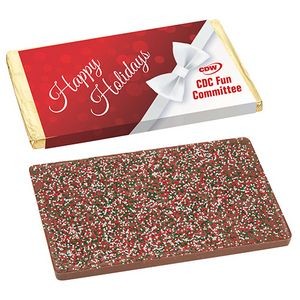 Foil Wrapped One Pound Belgian Chocolate Bar w/ Holiday Nonpareil Sprinkles