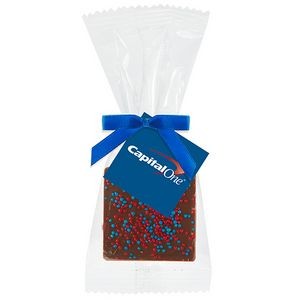 Bite Size Belgian Chocolate Square Gift Bag - Corporate Color Nonpareil Sprinkles