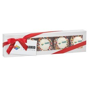 Luxury Chocolate Covered Oreo Gift Box with Custom Oreos - Rainbow Nonpareil Sprinkles (5 pack)