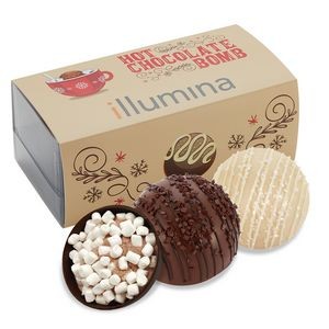 Hot Chocolate Bomb Gift Box - Deluxe Flavor - 2 Pack - Milk & Dark Delight, White Chocolate Crystal