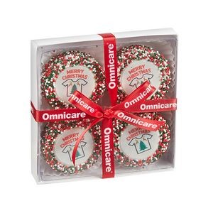 Elegant Belgian Chocolate Custom Oreo® Gift Box - Holiday Nonpareil Sprinkles