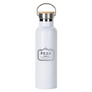 Promo Revolution - 20 oz Stainless Steel Dual Wall Vacuum Sealed Bottle with Bamboo Lid