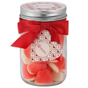 12 Oz.. Mason Jar with Candy Confections - Strawberry Puffs