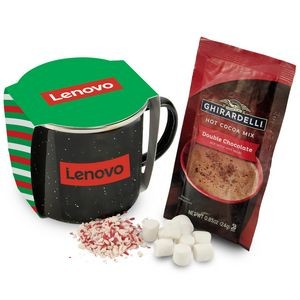 Promo Revolution - 16 Oz. Specked Camping Mug Gift Set w/Ghirardelli Hot Chocolate Kit