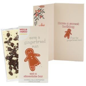 3.5 Oz. Belgian Chocolate Greeting Card Box (Save A Gingerbread Man) - Milk & Cookies Bar