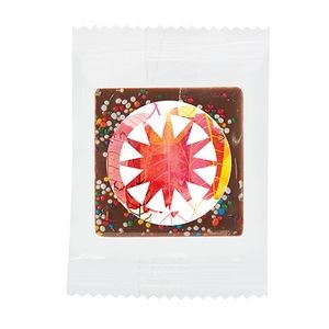 Bite Size Belgian Chocolate Square with Rainbow Nonpareil Sprinkles