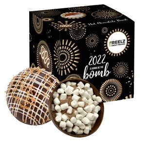 New Years Hot Chocolate Bomb Gift Box - Deluxe Flavor - Dark Chocolate Crystal