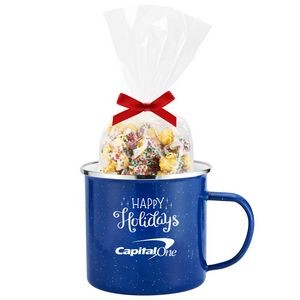 Promo Revolution - 16 Oz. Specked Camping Mug Gift Set w/ Sugar Cookie Crunch Popcorn
