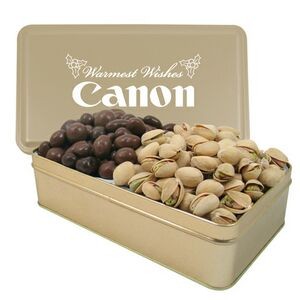 Large 2 Way Rectangle Tin - Chocolate Covered Almonds & Pistachios