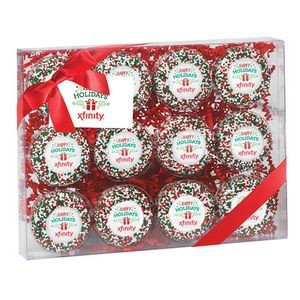 Elegant Chocolate Covered Printed Oreo® Gift Box - Holiday Sprinkles/Printed Cookies (12 pack)