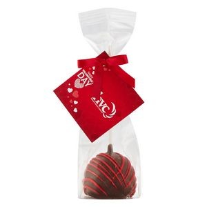 Valentine's Day Belgian Chocolate Truffle Pops- Milk Chocolate w/ Red Drizzle