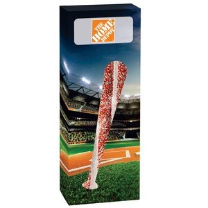 Soft Touch Box with Baseball Bat Window - Chocolate Covered Pretzel Rods w/ Team Color Nonpareils