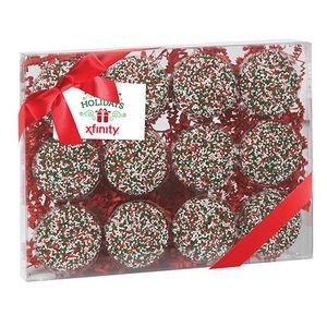 Elegant Milk Chocolate Covered Oreo® Cookie Gift Box with Holiday Nonpareils (12 pieces)