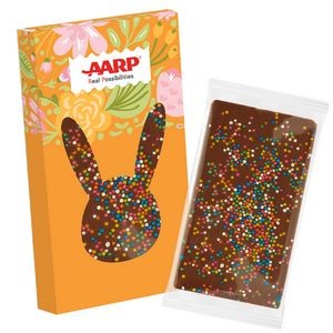 1 oz. Chocolate Bar with Bunny Window w/ Spring Mix Nonpareils