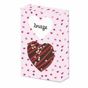 Belgian Chocolate Sweetheart Box (1 Oz.) Dark Chocolate w/ Red Drizzle & Pearl Sprinkles