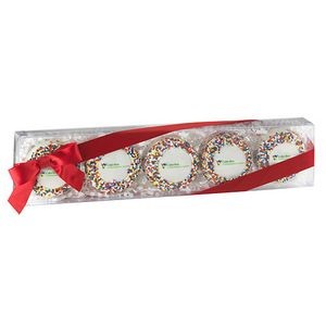 Elegant Chocolate Covered Oreo Gift Box w/ Rainbow Sprinkles and Printed Cookie