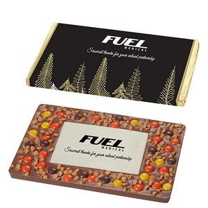 Foil Wrapped One Pound Custom Belgian Chocolate Bar w/ Reese's® Pieces & Peanut Butter Chip