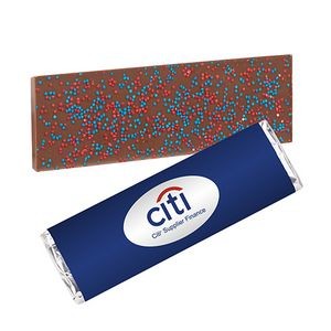 Foil Wrapped Belgian Chocolate Bar w/ Corporate Color Nonpareil Sprinkles