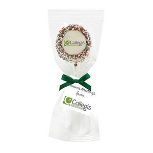 Chocolate Covered Printed Oreo Pop w/ Holiday Nonpareil Sprinkles/Printed Cookie