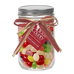 12 Oz. Glass Mason Jar w/ Raffia Bow (Assorted Jelly Beans)