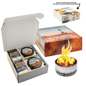 City Bonfires S'mores Family Night Pack featuring Portable Fire Pit w/ Custom lid & Box (Fudge)