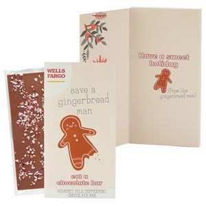 3.5 Oz. Belgian Chocolate Greeting Card Box (Save A Gingerbread Man)- Peppermint Bar