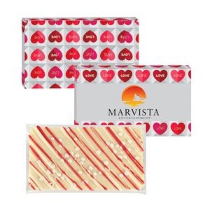 Sweet Sentiments Belgian Chocolate Bar (1 Oz.) - White Chocolate w/ Red Drizzle & Pearl Sprinkles