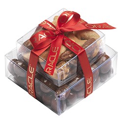 Stacked Present w/Chocolate Covered Peanuts & Mixed Nuts
