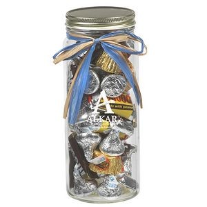 16 Oz. Contemporary Glass Mason Jar w/ Raffia Bow (Hershey's® Everyday Mix)