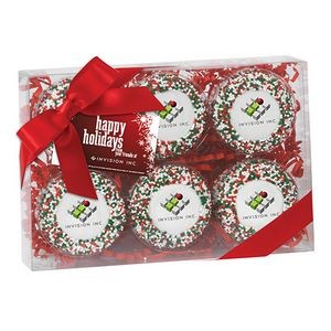 Elegant Chocolate Covered Printed Oreo® Gift Box - Holiday Nonpareil Sprinkles (6 pack)