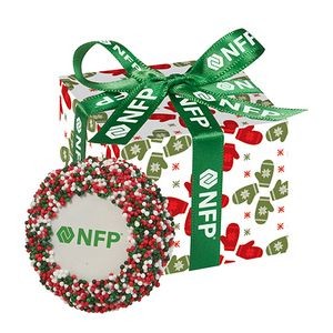 Custom Chocolate Covered Oreo® Favor Box - Holiday Nonpareil Sprinkles