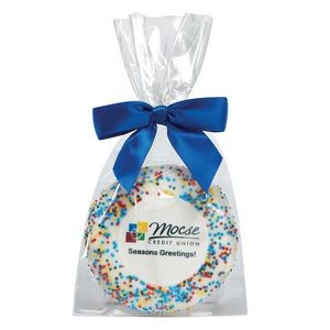 Custom Sugar Cookie w/ Corporate Color Sprinkles in Gift Bag