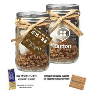 S'mores Kit in Glass Mason Jar with Fudge Packet