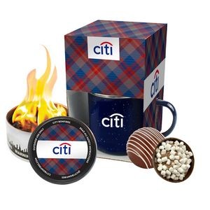 Promo Revolution - 16 Oz. Camping Mug with CITY BONFIRES® Portable Bonfire & Milk Hot Chocolate Bomb
